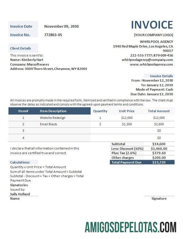 para download Modelo de formato de fatura de agência de publicidade